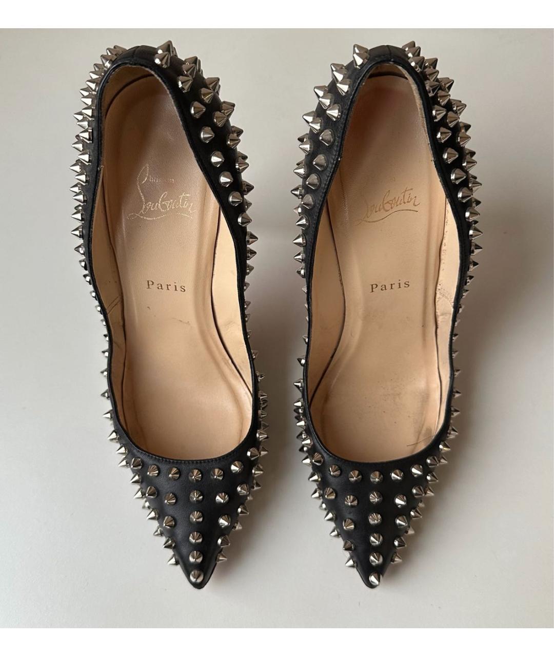 CHRISTIAN LOUBOUTIN Черные кожаные туфли, фото 2