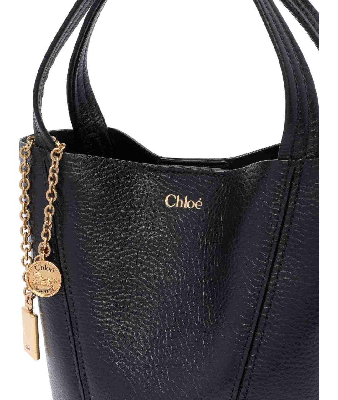 CHLOE Черная кожаная сумка тоут, фото 4