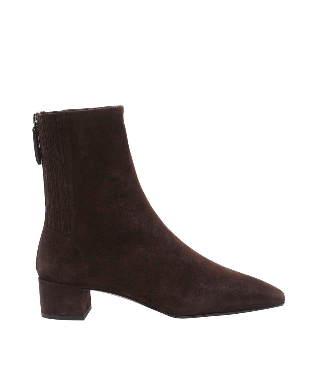 AQUAZZURA Коричневые замшевые ботильоны, фото 1