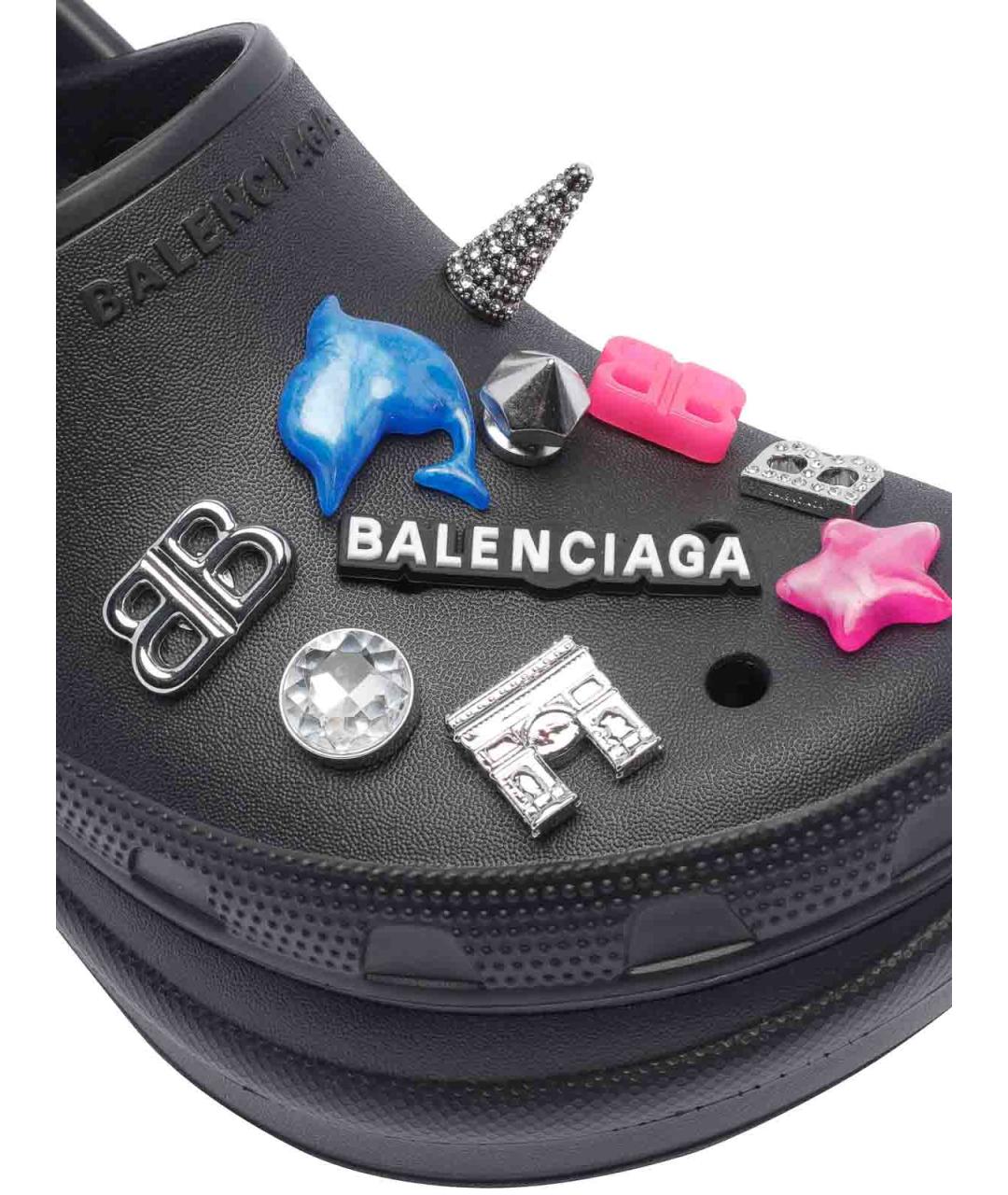 BALENCIAGA Черные резиновые сабо, фото 4