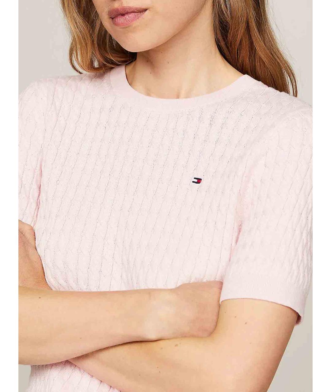 TOMMY HILFIGER Розовый хлопковый джемпер / свитер, фото 4
