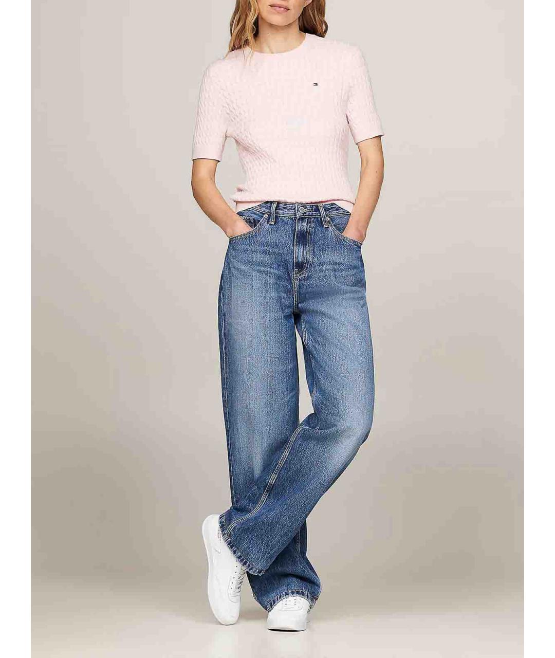 TOMMY HILFIGER Розовый хлопковый джемпер / свитер, фото 2