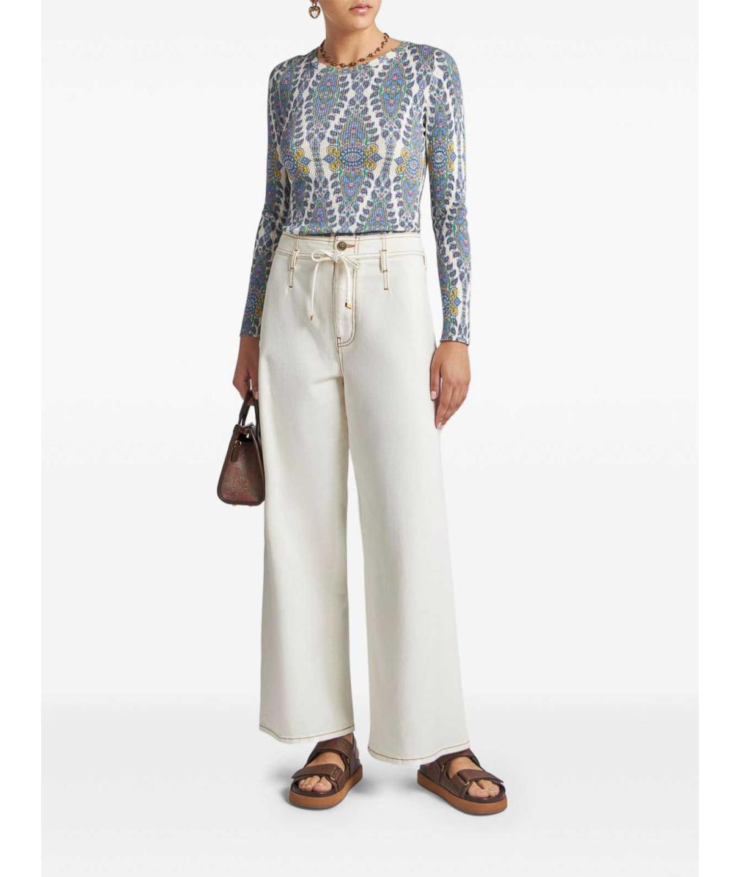 ETRO Белые хлопковые джинсы клеш, фото 3