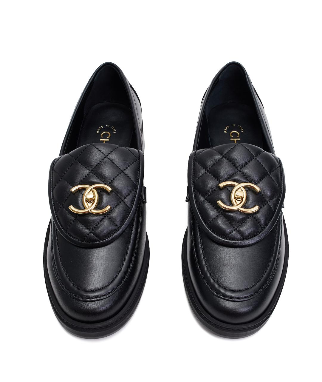 CHANEL Черные кожаные лоферы, фото 4