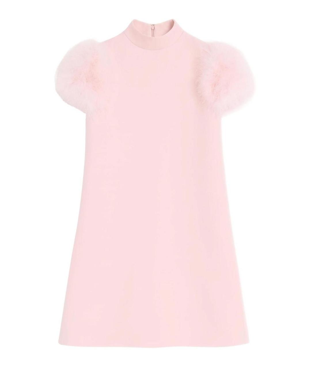 VALENTINO Розовое шерстяное коктейльное платье, фото 1