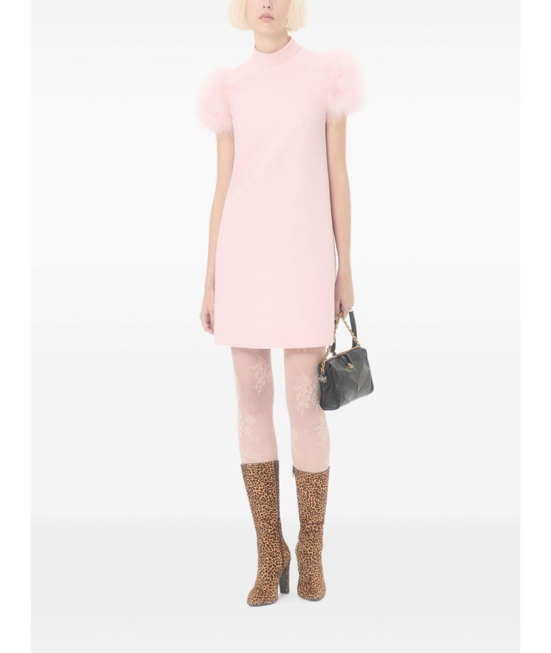 VALENTINO Розовое шерстяное коктейльное платье, фото 5