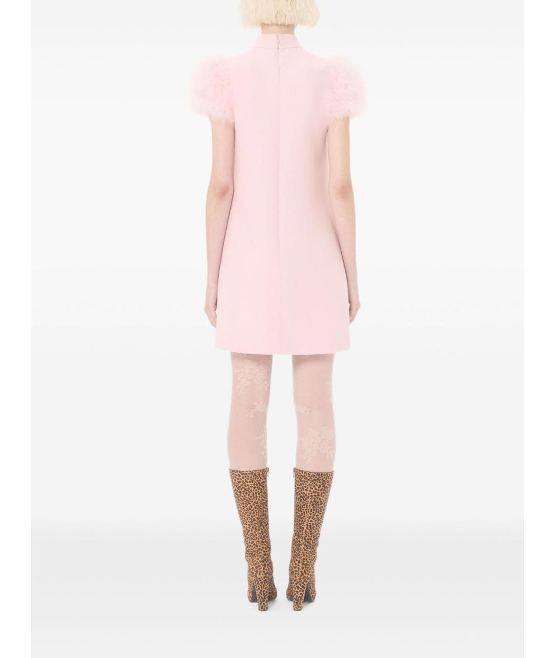VALENTINO Розовое шерстяное коктейльное платье, фото 4