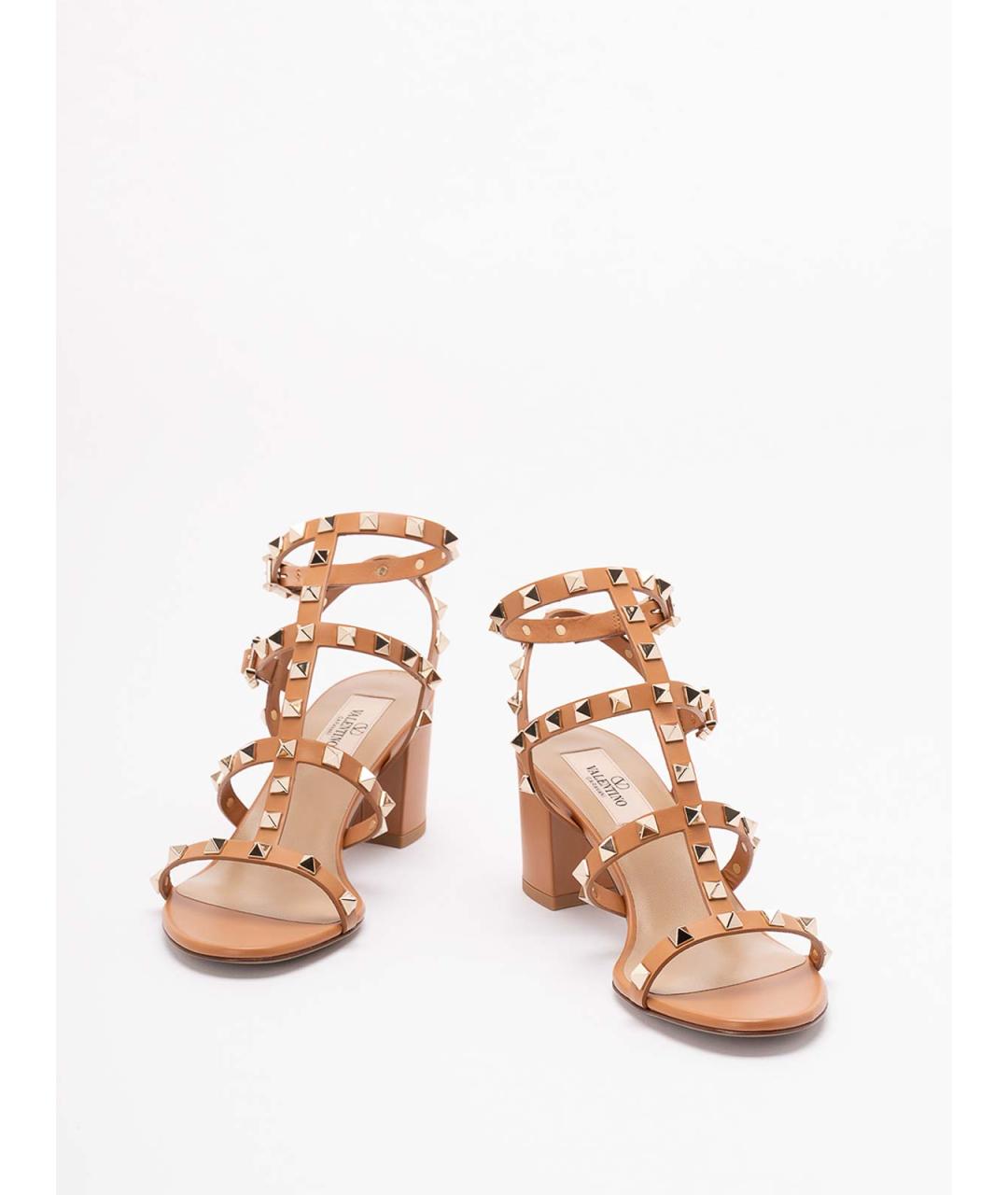 VALENTINO Бежевые кожаные босоножки, фото 2