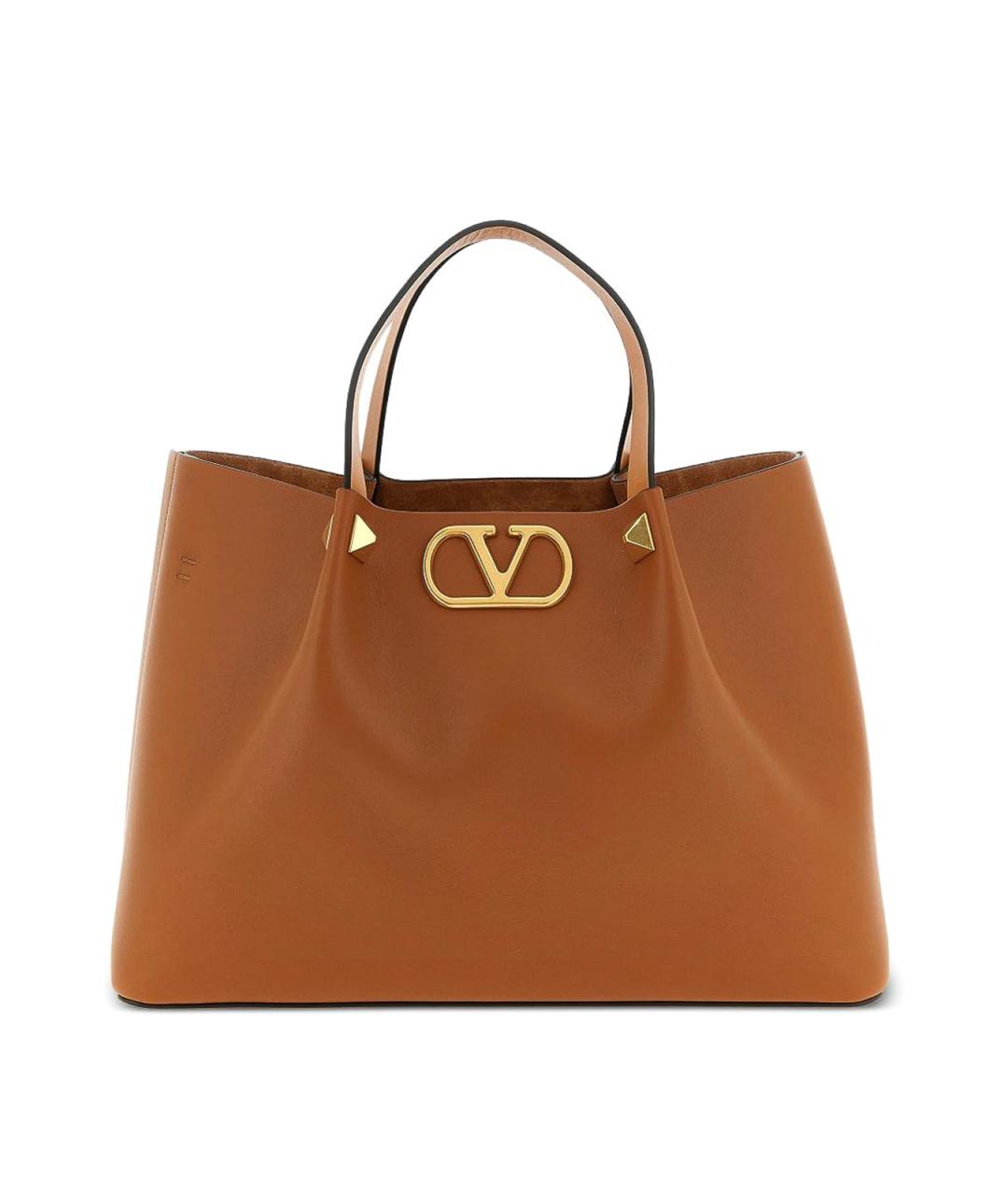 VALENTINO Коричневая кожаная сумка тоут, фото 1