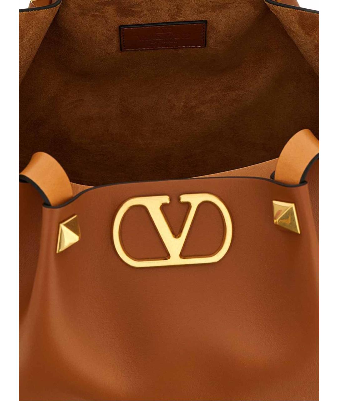 VALENTINO Коричневая кожаная сумка тоут, фото 2
