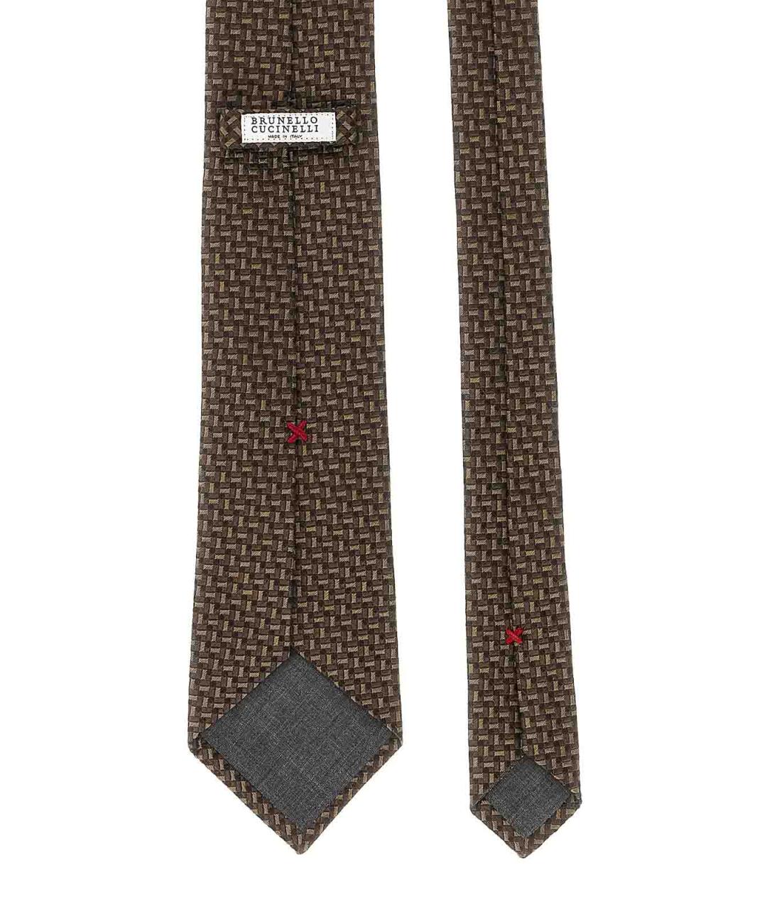 BRUNELLO CUCINELLI Коричневый шелковый галстук, фото 2