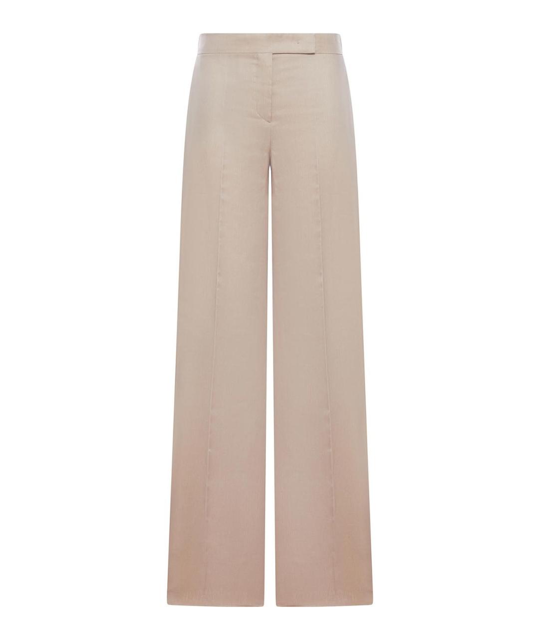 MAX MARA Розовые шелковые прямые брюки, фото 1