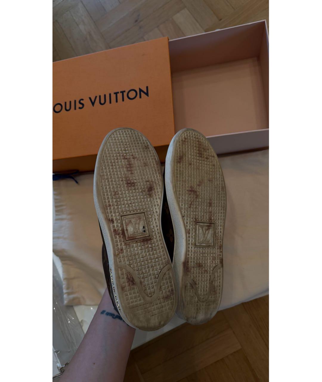 LOUIS VUITTON Коричневые кожаные кеды, фото 5