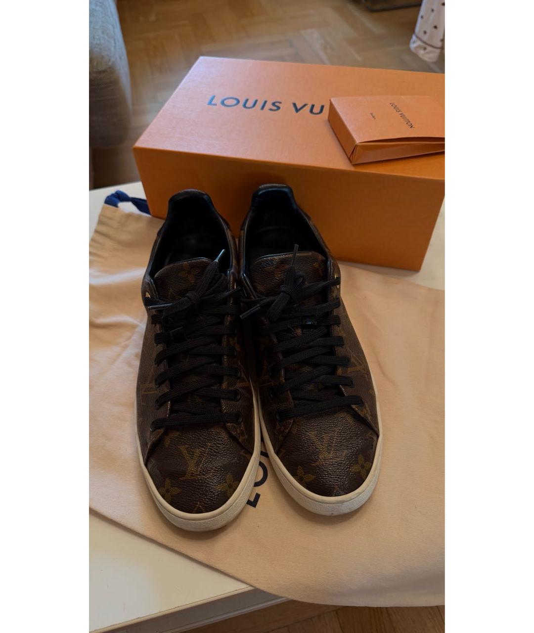 LOUIS VUITTON Коричневые кожаные кеды, фото 2