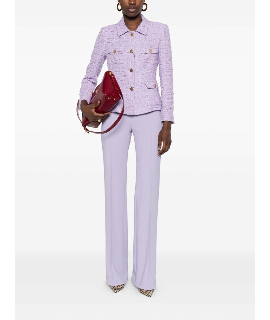 ELISABETTA FRANCHI Фиолетовые полиэстеровые брюки широкие, фото 6