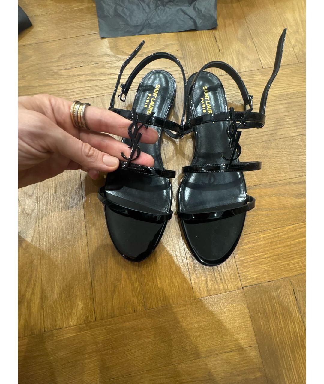 SAINT LAURENT Черные кожаные сандалии, фото 2