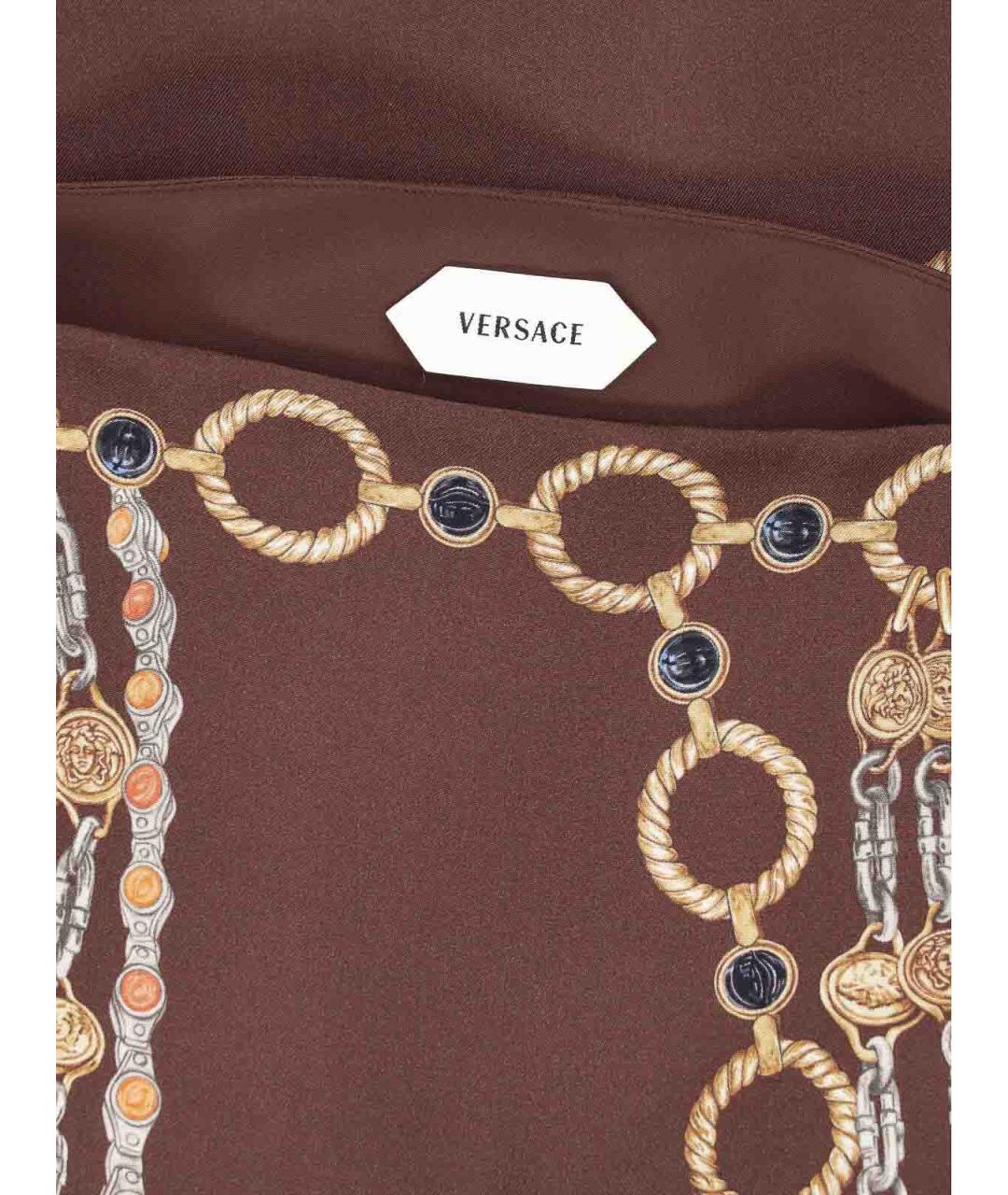 VERSACE Коричневая шелковая юбка миди, фото 5