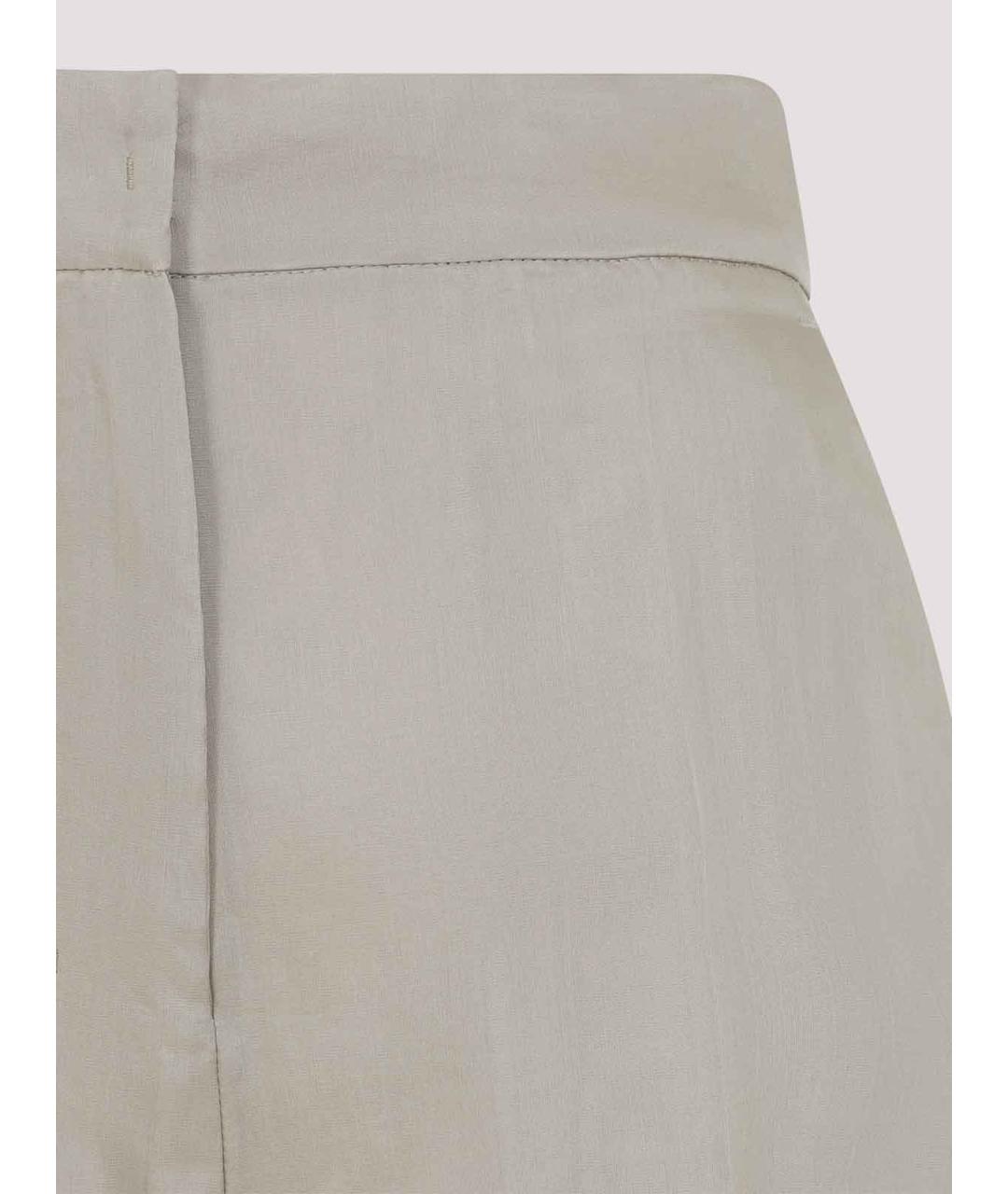 MAX MARA Бежевые шелковые прямые брюки, фото 3