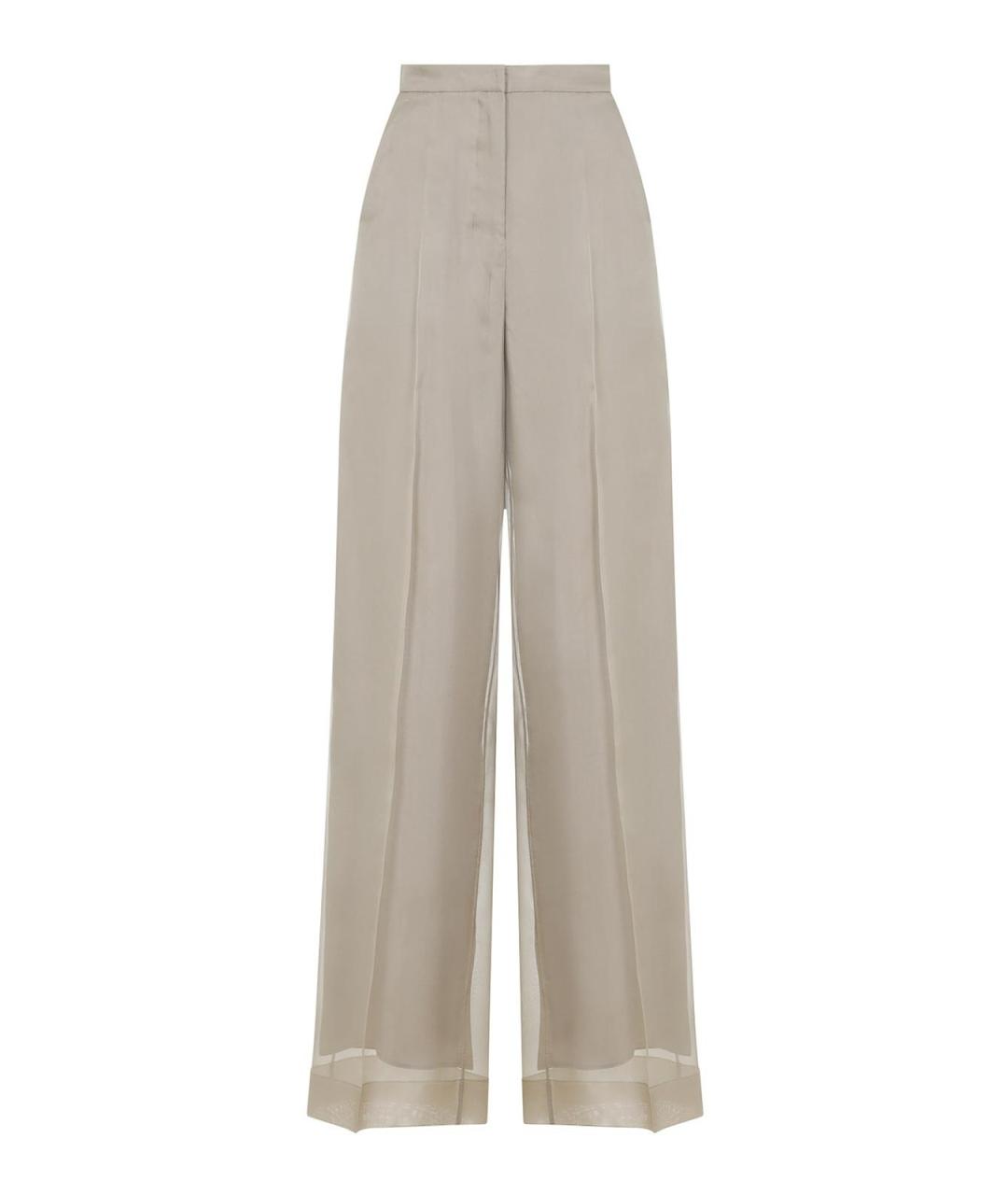 MAX MARA Бежевые шелковые прямые брюки, фото 1