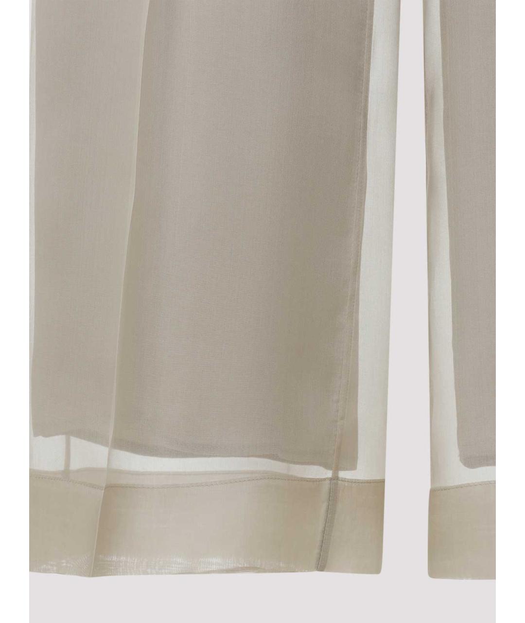 MAX MARA Бежевые шелковые прямые брюки, фото 4