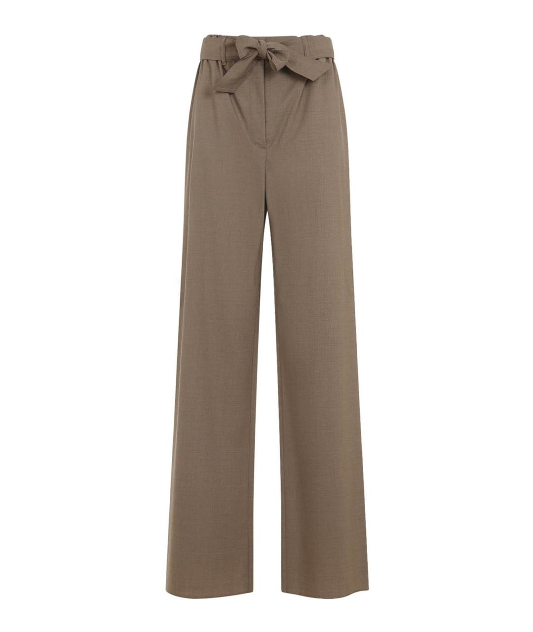 MAX MARA Коричневые шерстяные прямые брюки, фото 1