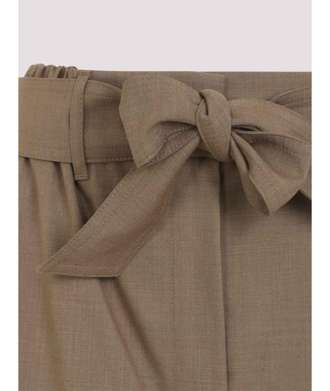 MAX MARA Коричневые шерстяные прямые брюки, фото 3