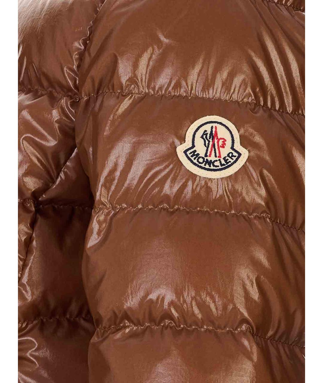MONCLER Коричневый полиамидовый пуховик, фото 3