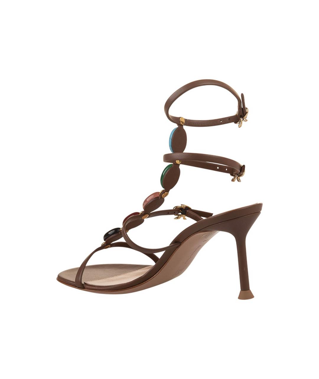 GIANVITO ROSSI Коричневые кожаные босоножки, фото 3