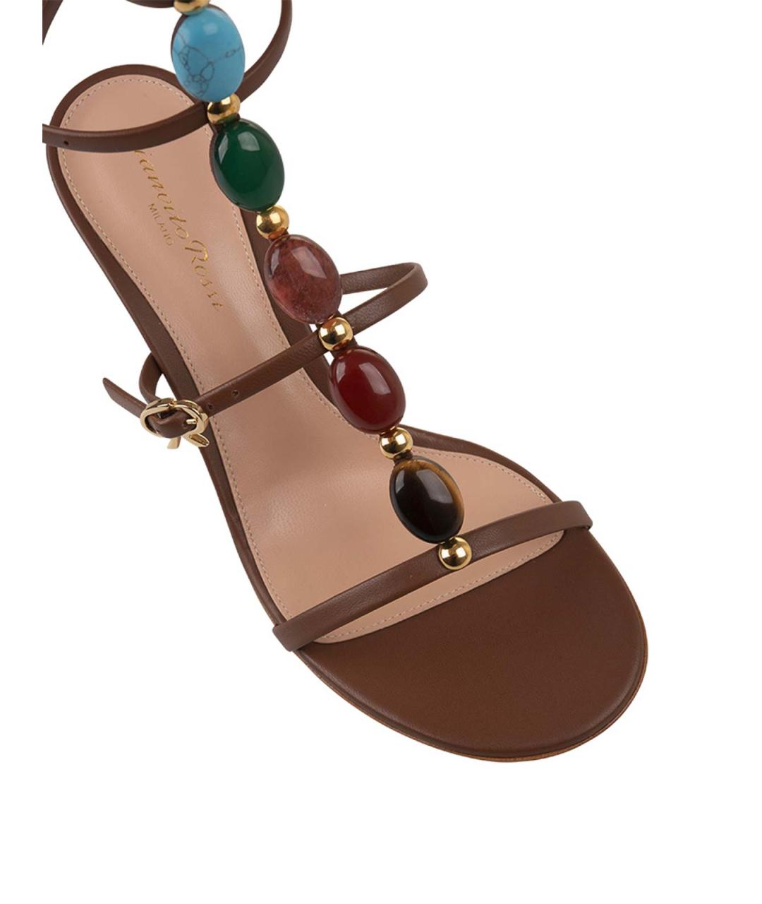 GIANVITO ROSSI Коричневые кожаные босоножки, фото 4