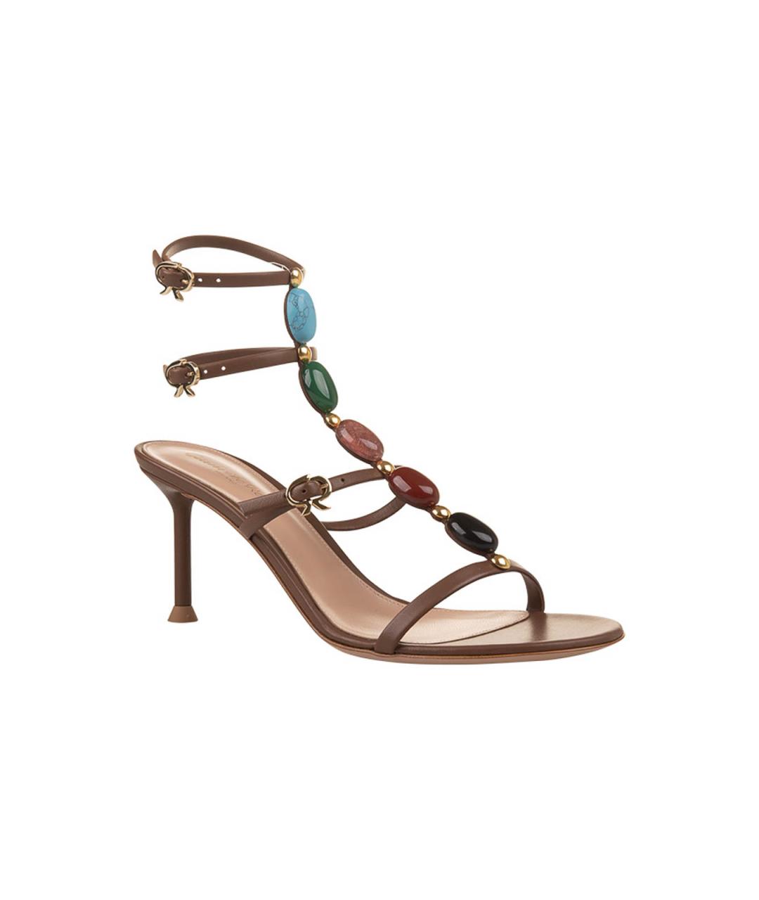 GIANVITO ROSSI Коричневые кожаные босоножки, фото 2