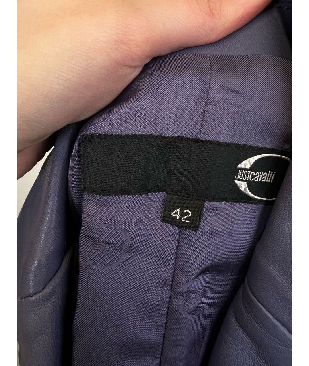 JUST CAVALLI Фиолетовый кожаный жакет/пиджак, фото 3
