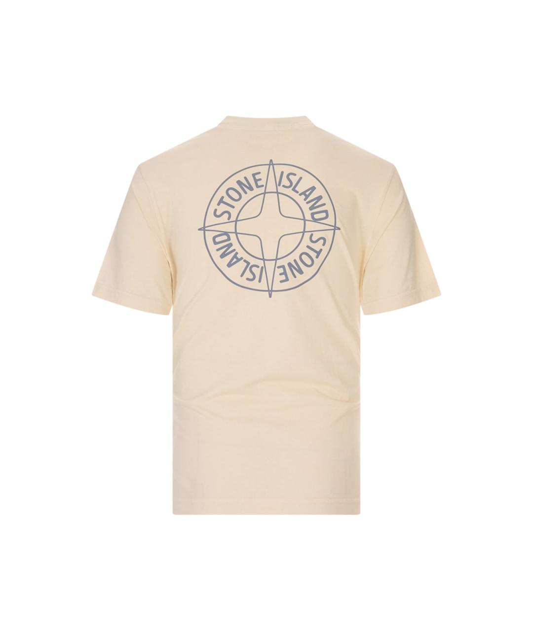 STONE ISLAND Бежевая хлопковая футболка, фото 2