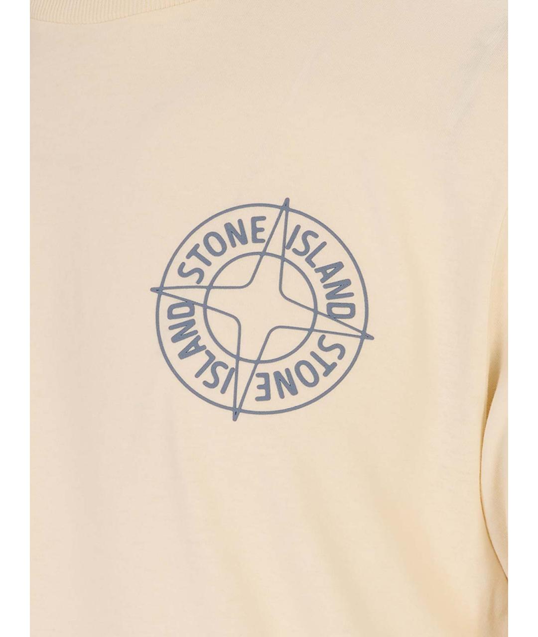 STONE ISLAND Бежевая хлопковая футболка, фото 3