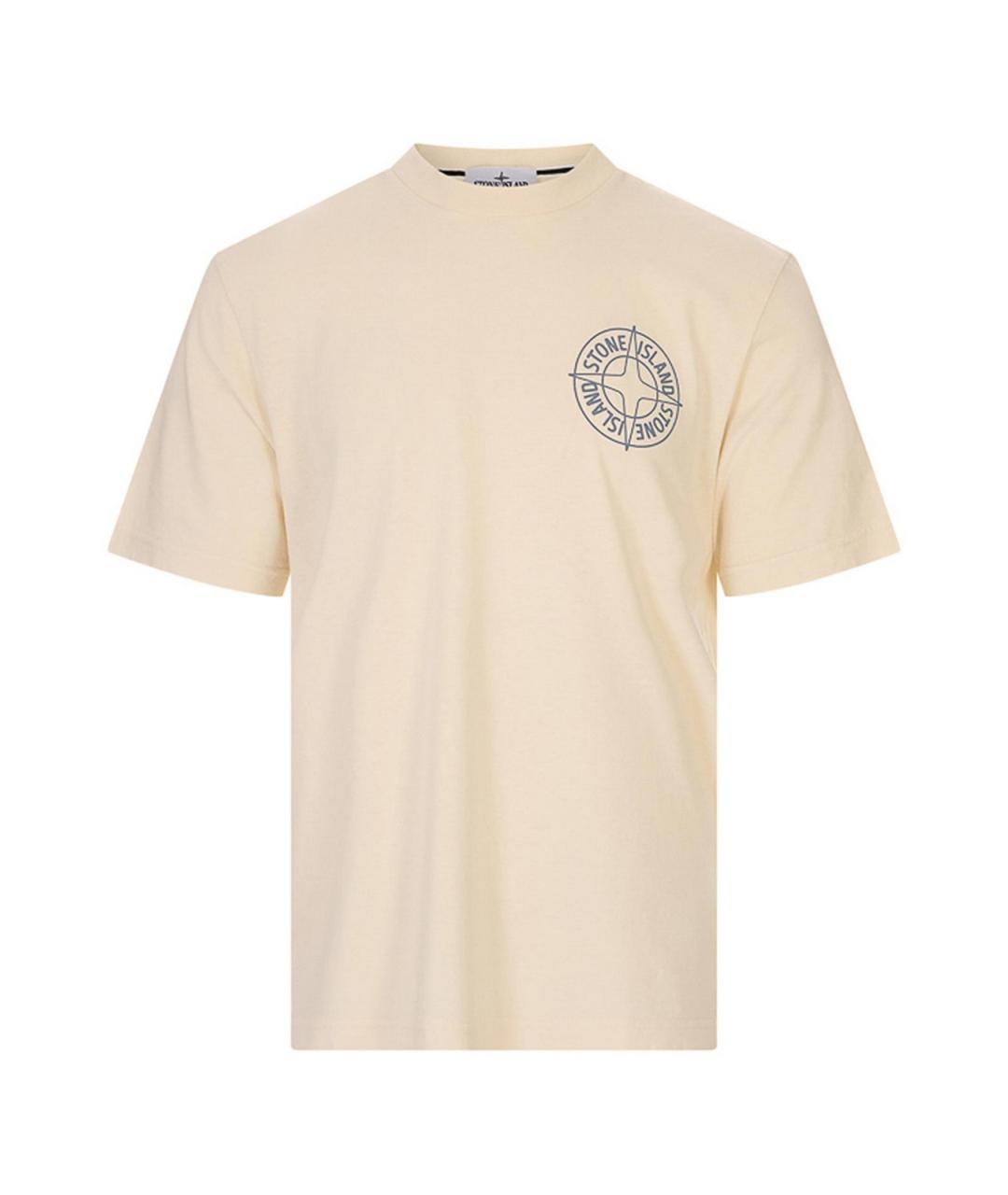 STONE ISLAND Бежевая хлопковая футболка, фото 1