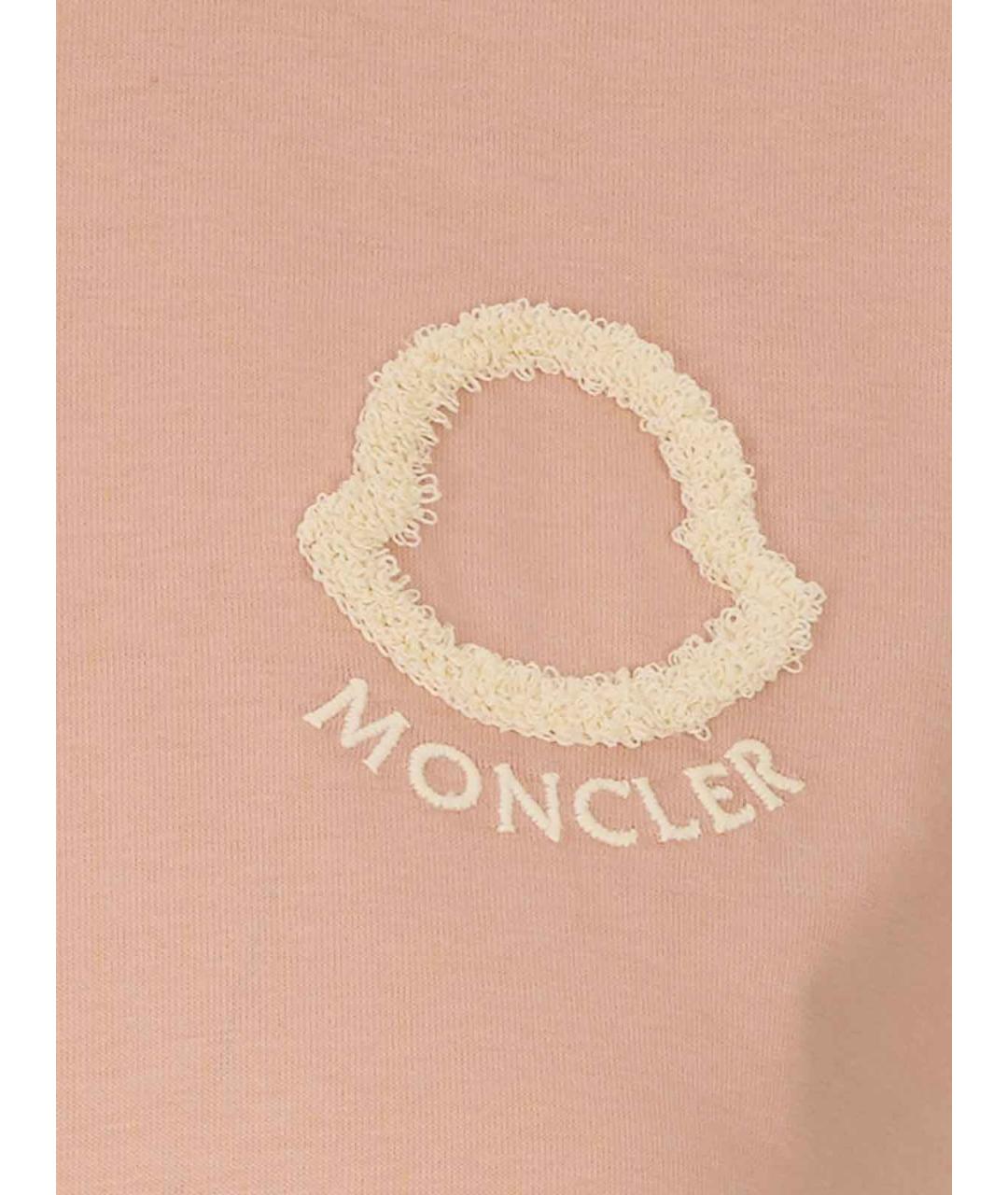 MONCLER Розовая хлопковая футболка, фото 3