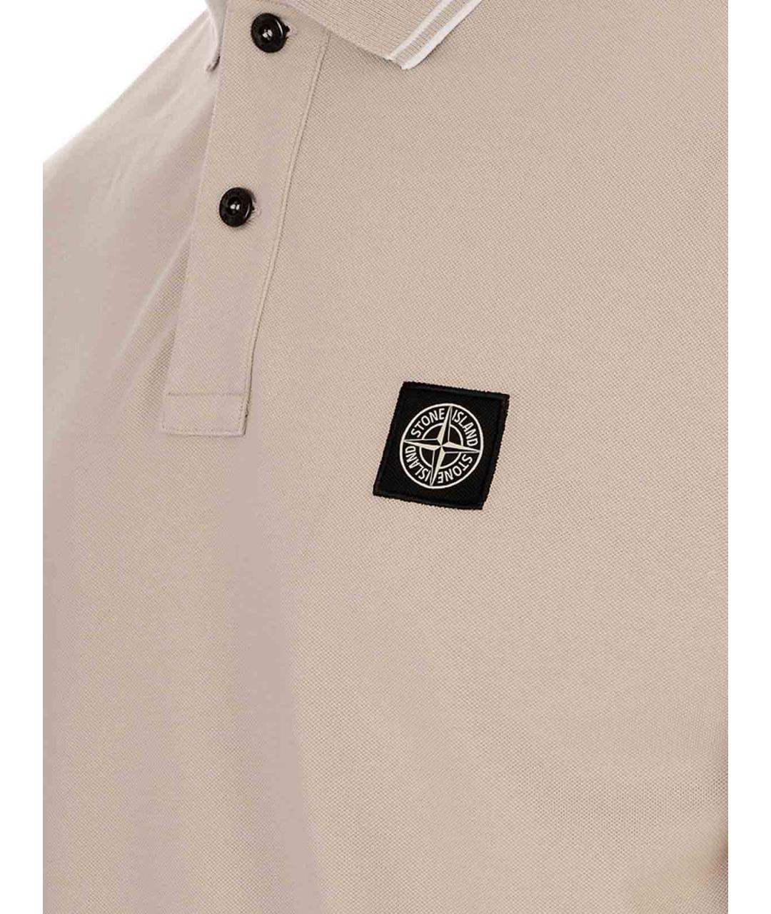 STONE ISLAND Бежевое хлопковое поло с коротким рукавом, фото 3