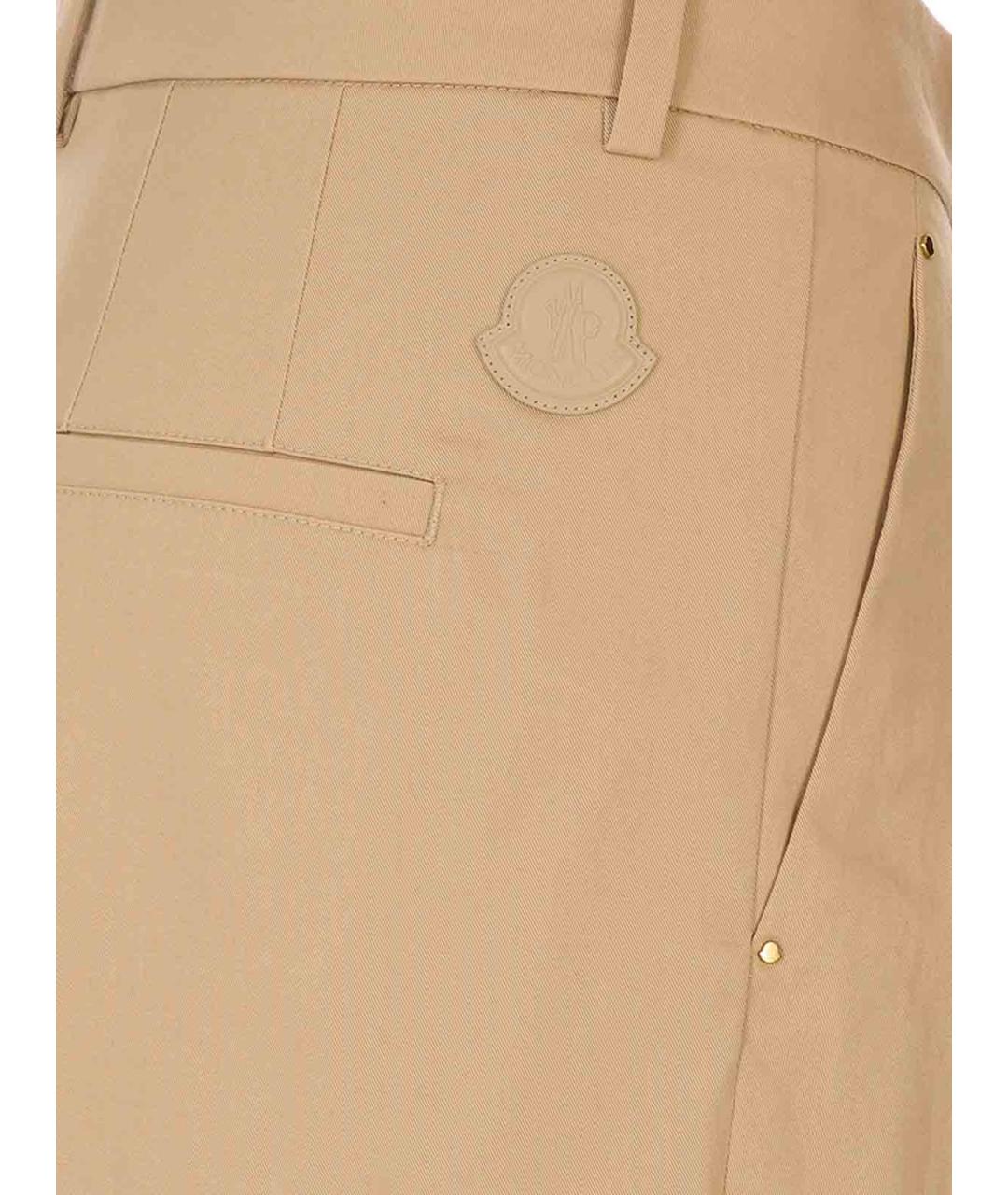 MONCLER Бежевые хлопковые прямые брюки, фото 3