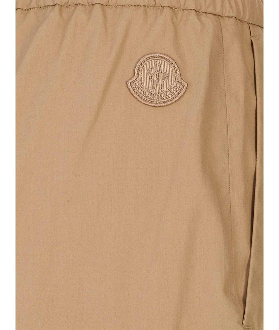 MONCLER Коричневые хлопковые прямые брюки, фото 3