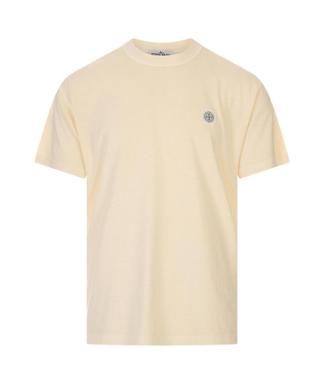 STONE ISLAND Бежевая хлопковая футболка, фото 1