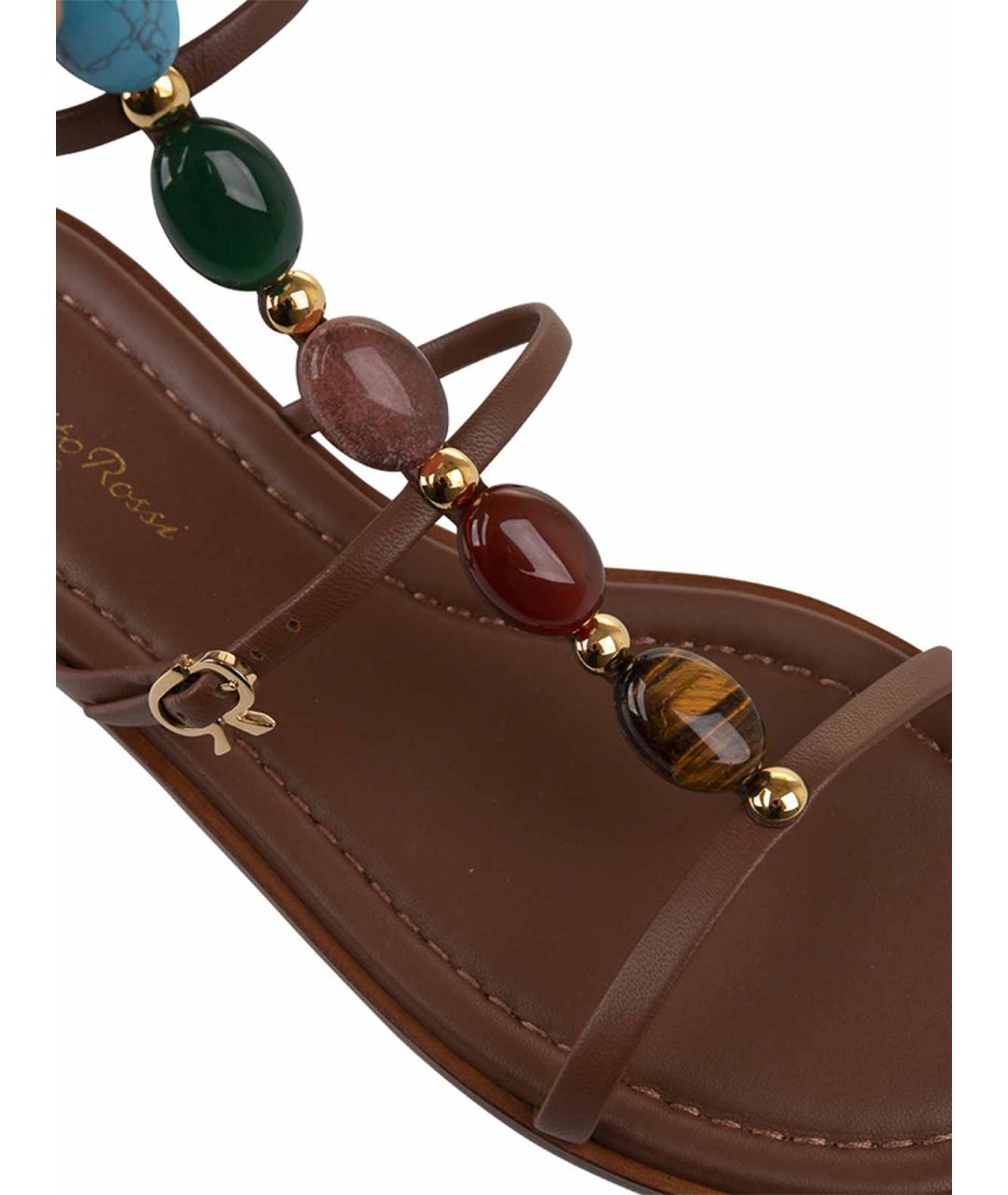 GIANVITO ROSSI Коричневые кожаные босоножки, фото 4