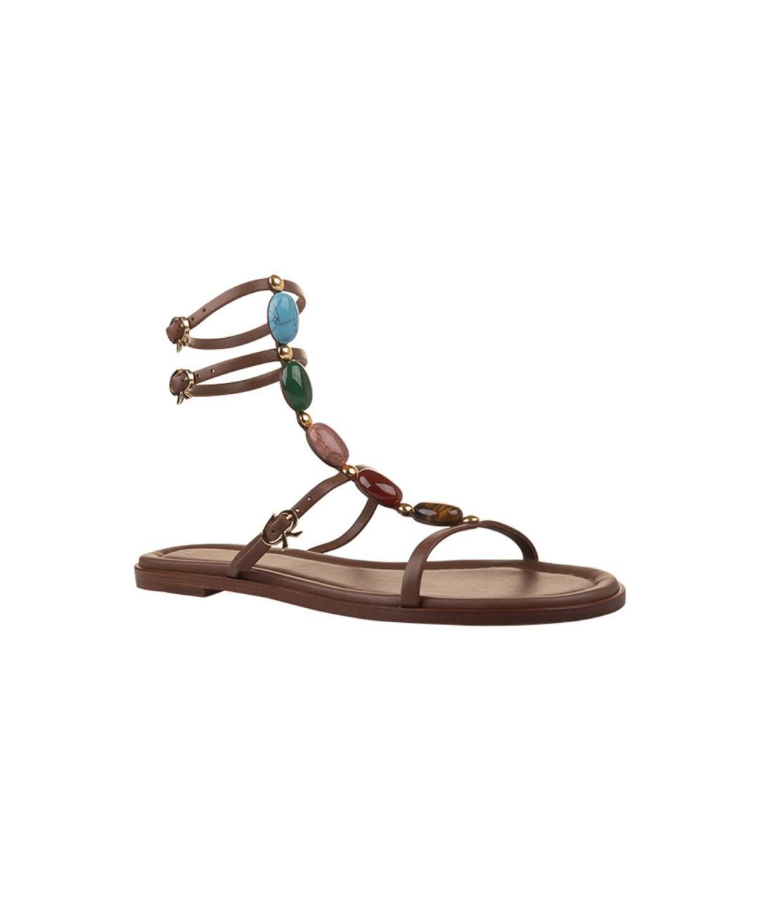 GIANVITO ROSSI Коричневые кожаные босоножки, фото 2
