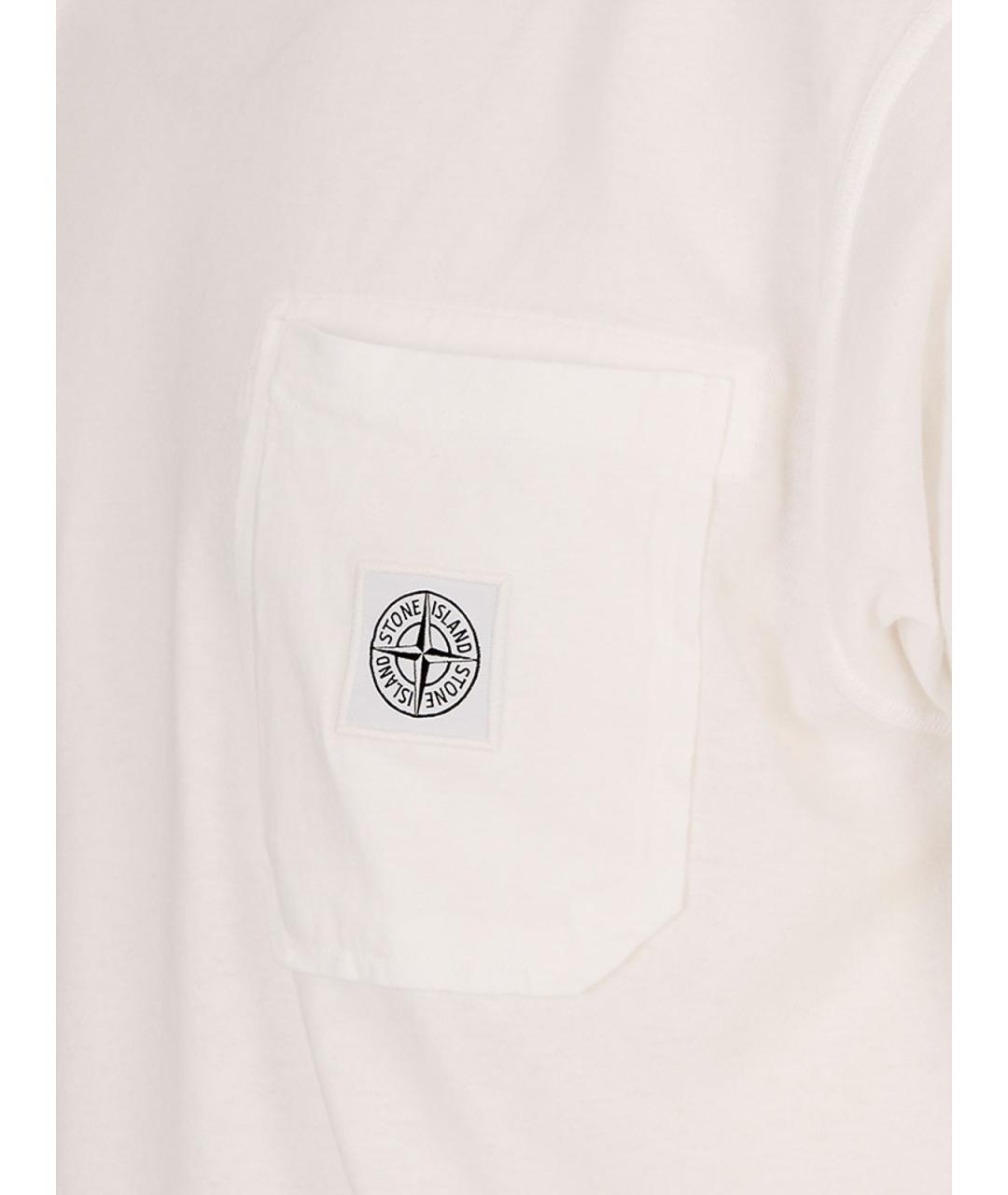 STONE ISLAND Белая хлопковая футболка, фото 3