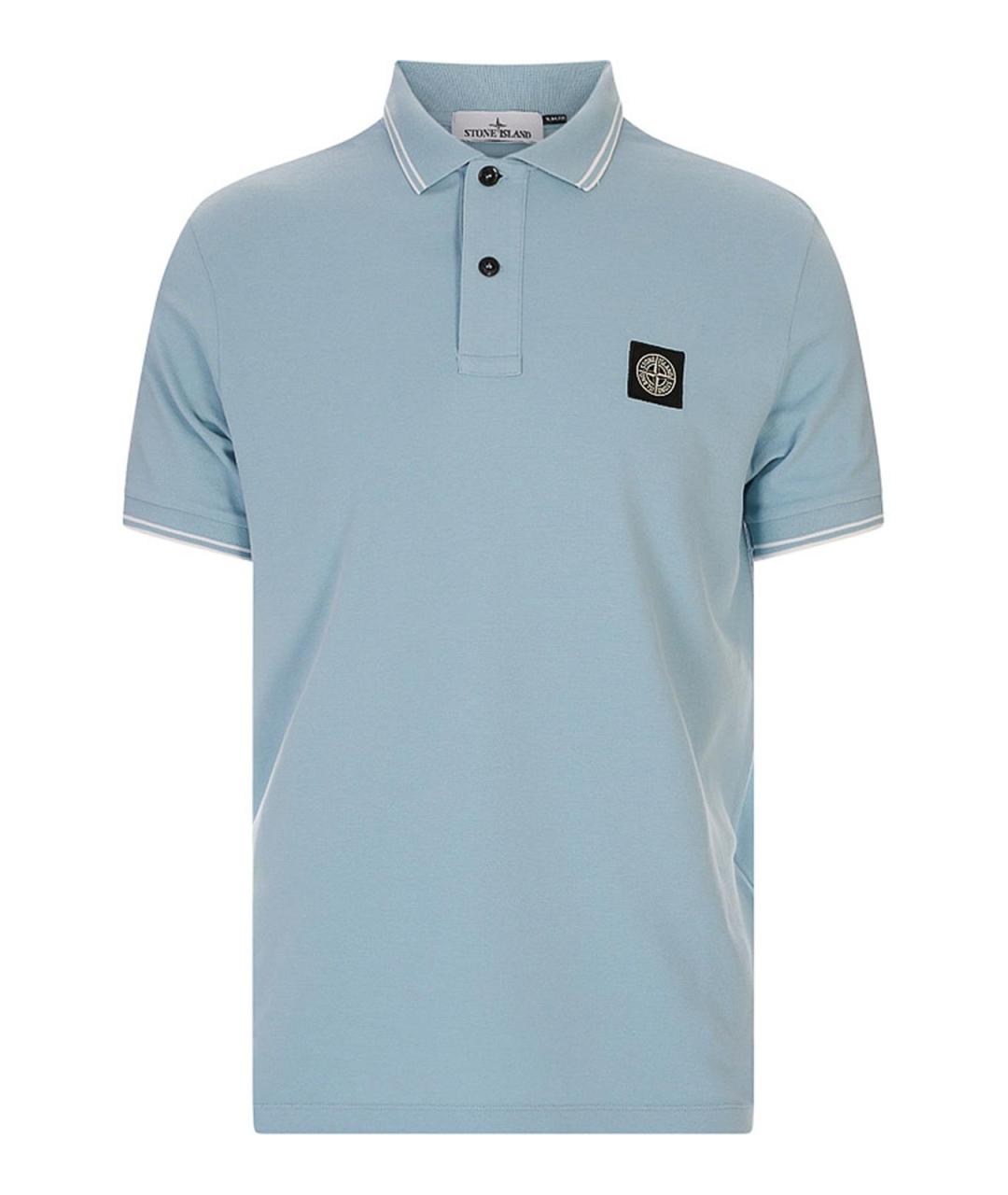 STONE ISLAND Голубое хлопковое поло с коротким рукавом, фото 1