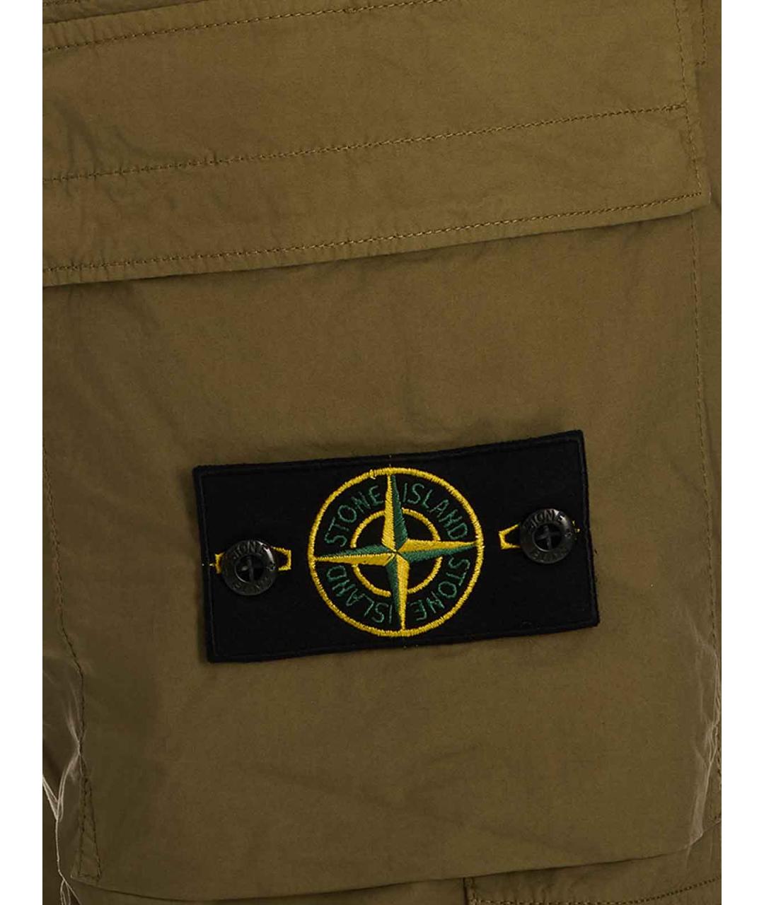 STONE ISLAND Зеленые хлопковые повседневные брюки, фото 3