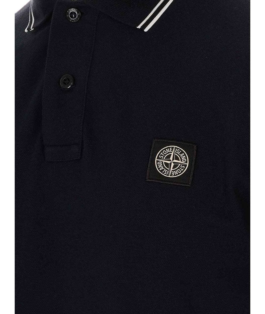 STONE ISLAND Синее хлопковое поло с коротким рукавом, фото 3