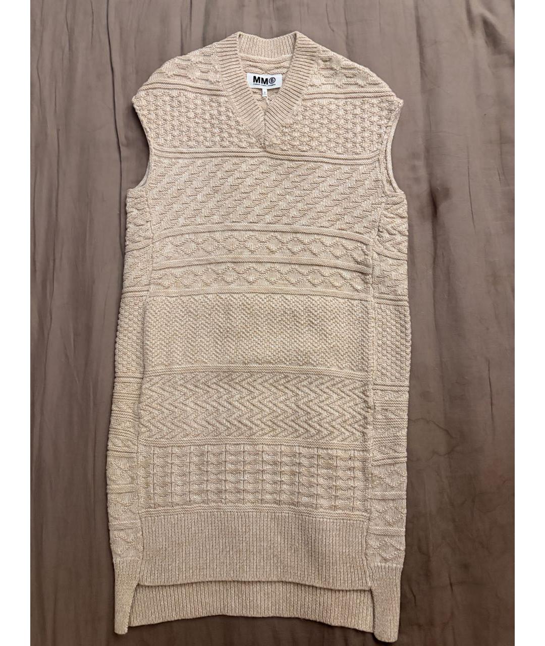 MM6 MAISON MARGIELA Бежевое шерстяное повседневное платье, фото 7