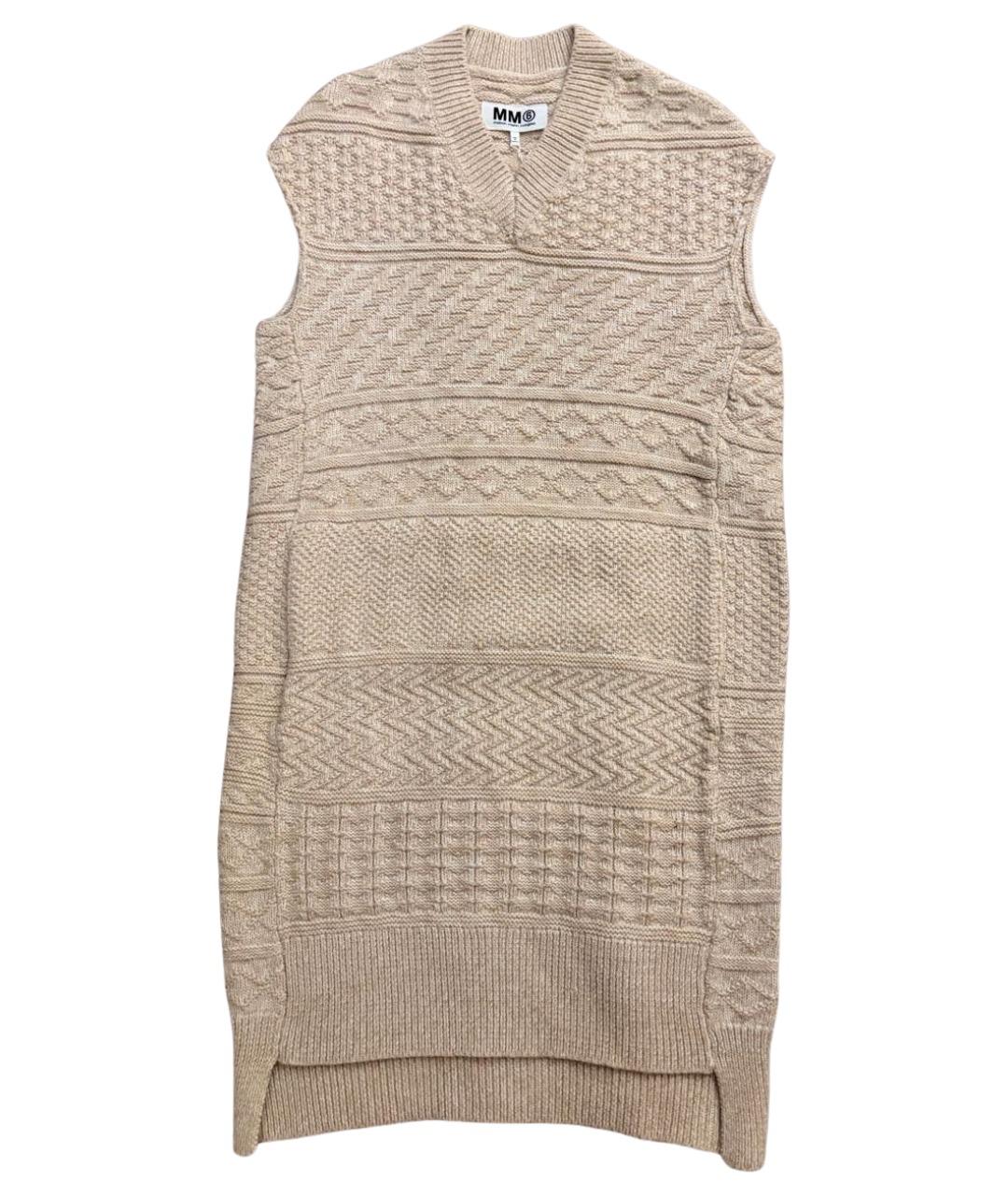 MM6 MAISON MARGIELA Бежевое шерстяное повседневное платье, фото 1