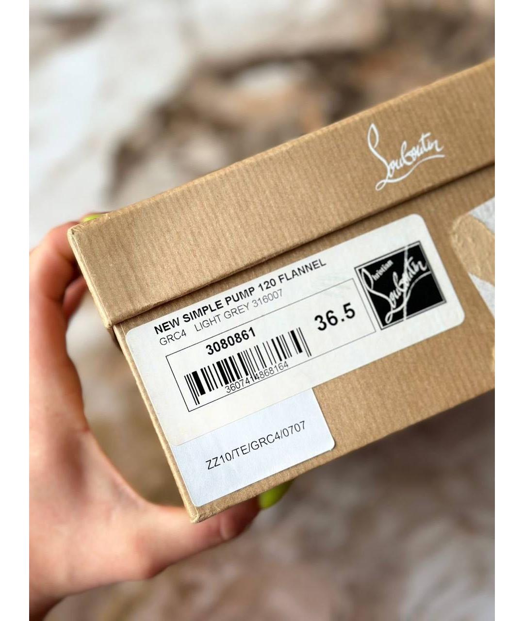 CHRISTIAN LOUBOUTIN Серые текстильные туфли, фото 8