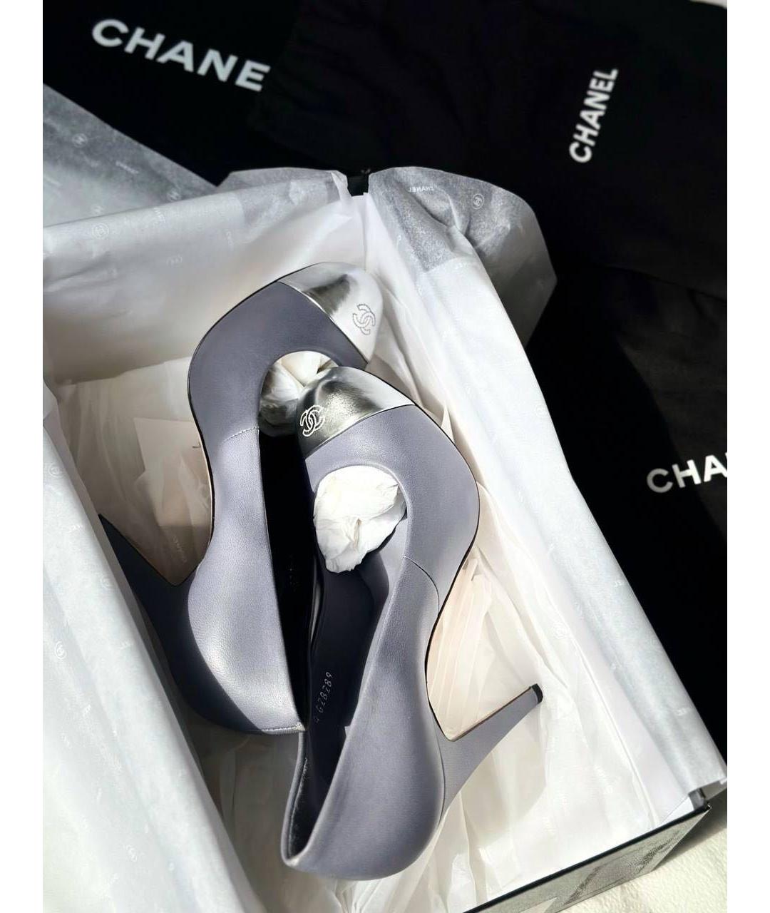 CHANEL Голубые кожаные туфли, фото 5
