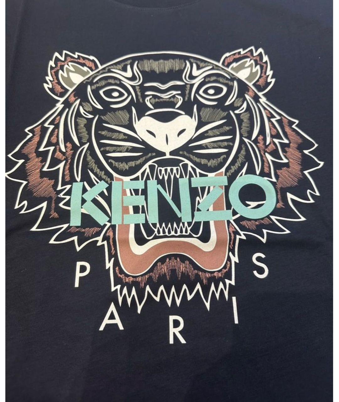 KENZO Темно-синяя хлопковая футболка, фото 2